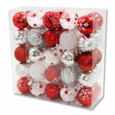 QUEENS OF CHRISTMAS 2 in. Ball Ornaments Red & White, 50PK ORNPK-ASTB-CDY-50
